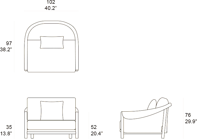 SILLÓN OTA -GRA0 1-FN GRAO 1 PLAZA NATURAL 1.020 WX 970 DX 775 H MM EXTERIOR