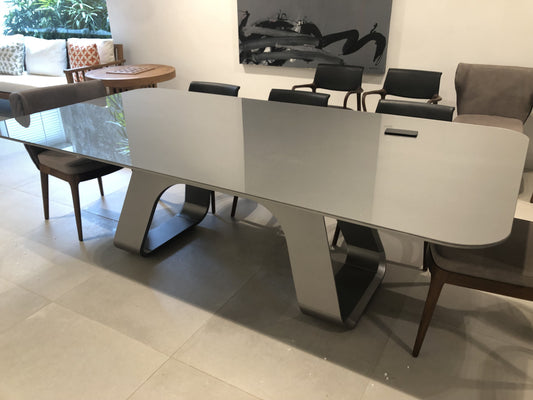 MESA JANTAR BOLERO VIDRIO CHAMPANE 2400X1200