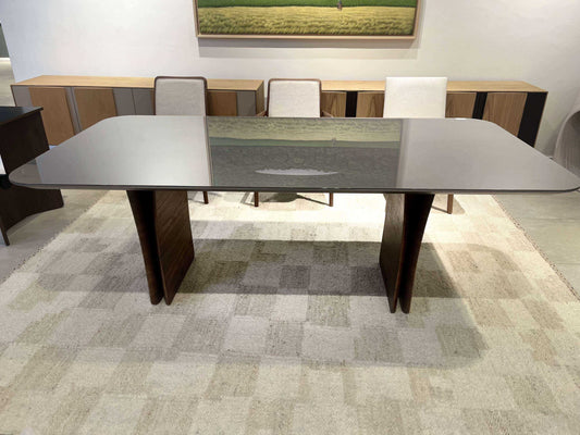 MESA DE JANTAR PRAY - NOGAL TOPE GRIS VIDRIO 2400X1200
