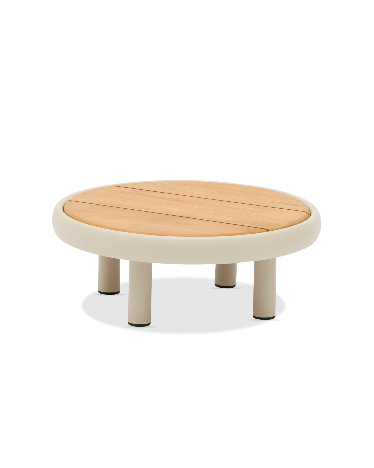 MEC CLOUD COFFE TABLE - ALUMINUM FRAME & TEAK TABLE TOP