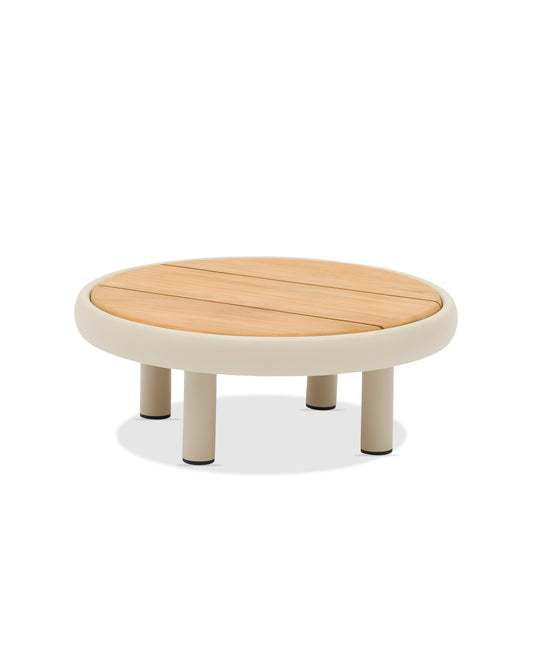 MEC CLOUD COFFE TABLE - ALUMINUM FRAME & TEAK TABLE TOP