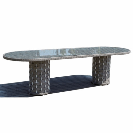 Strips Oval Dining Table W/Glass - Sale