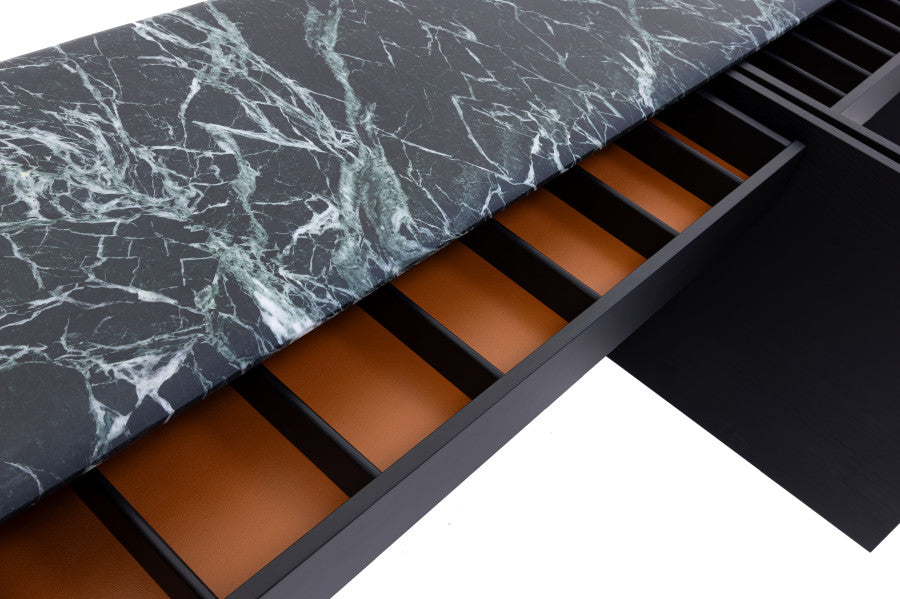 BULGARY  BLACK CARVALHO BUFFET WHITH GREEN MARBLE   2400X450X750